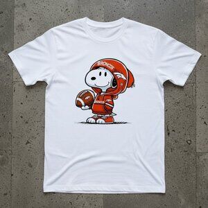 Snoopy Wearing Denver Broncos NFL Football White Funny Graphic Tee